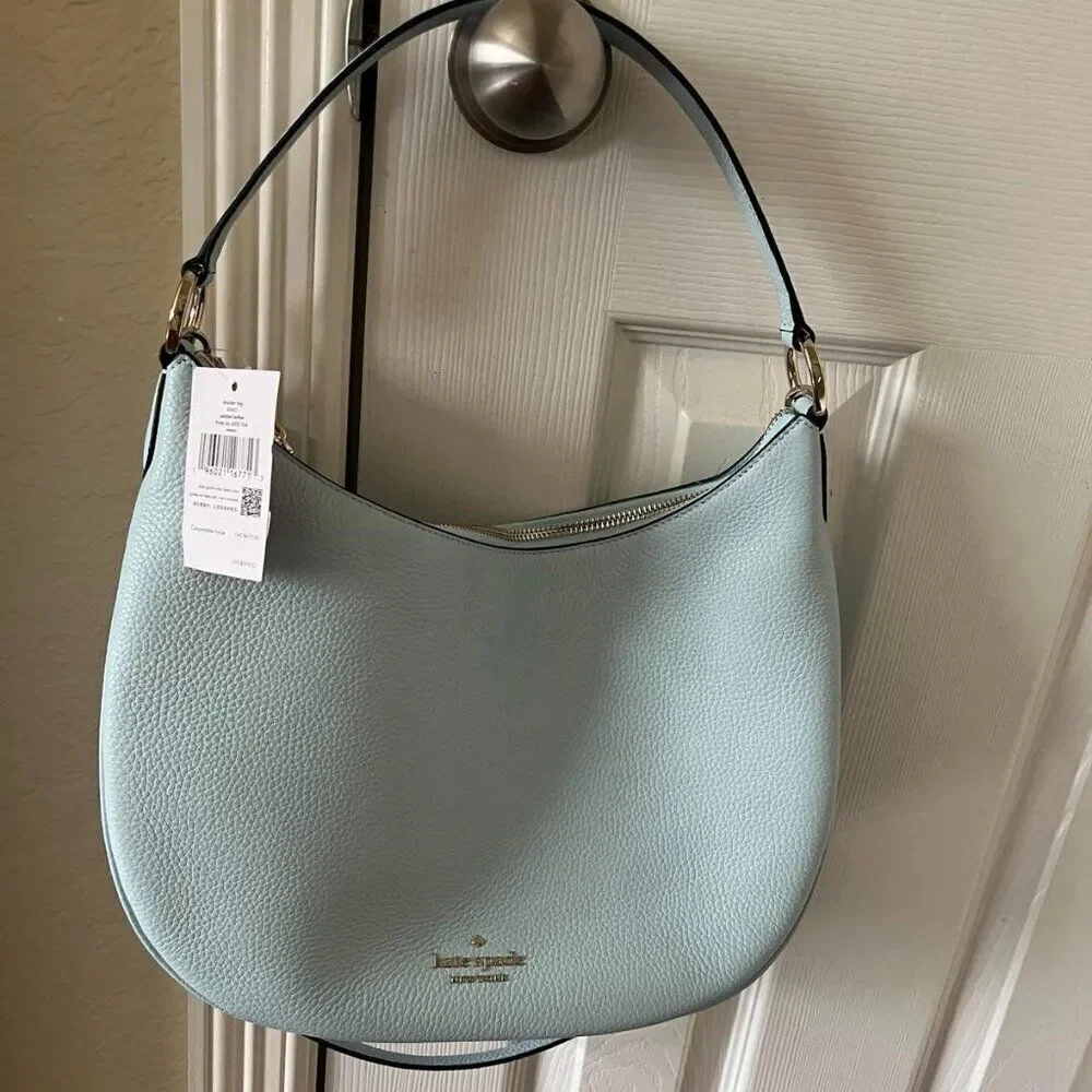 NWT Kate Spade Weston Frosty Sky Leather Large Shoulder Crossbody Bag K8453 $399 - Picture 3 of 8